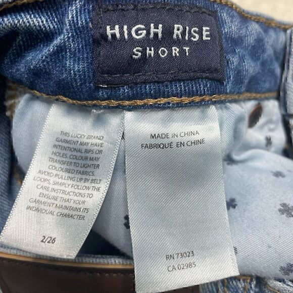 Lucky Brand High Rise Shorts Embroidered Rainbow Clover Leaf Sz 2 26 Short Raw H - Picture 5 of 8